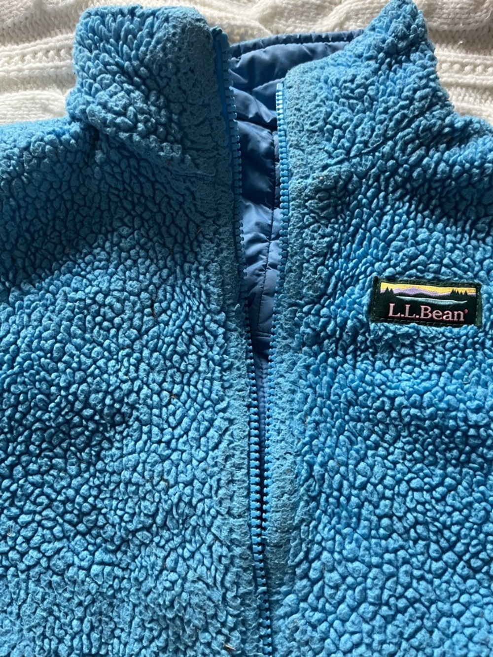 Kids L.L. Bean Bright Blue Sherpa Zip Jacket - Picture 2 of 5